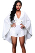 Sexy White Gold Buttons Cape Romper